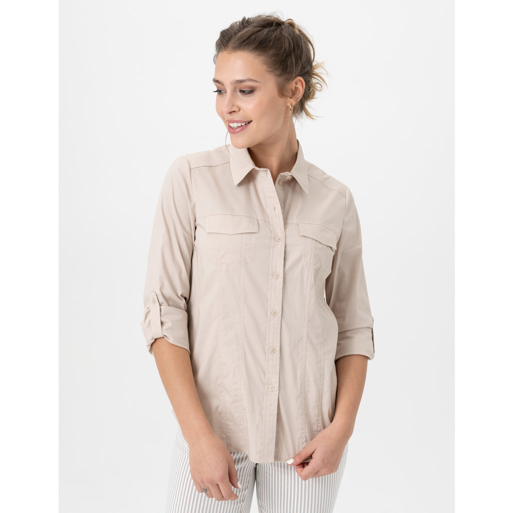 RENUAR RENUAR CHEMISIER COTON ET NYLON CASHEW BEIGE