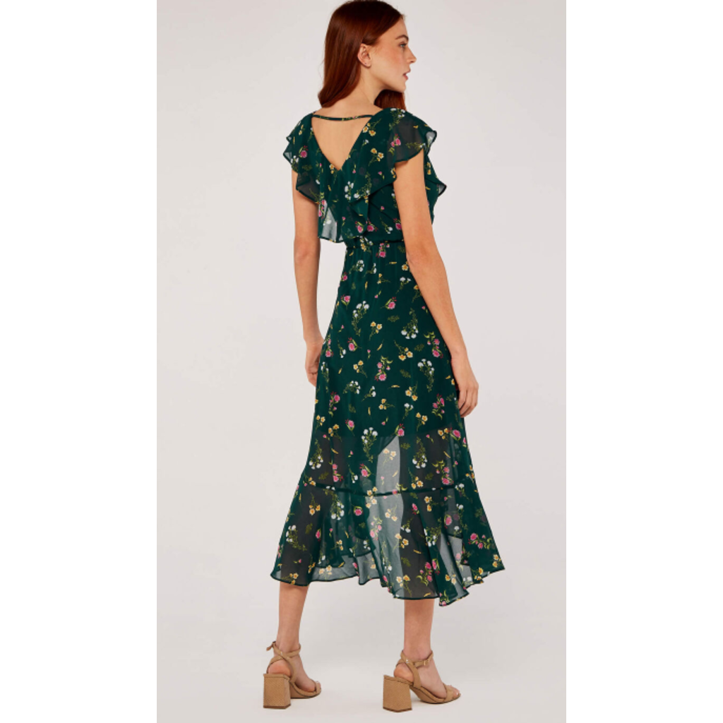 APRICOT APRICOT ROBE MIDI BOTANICAL GREEN