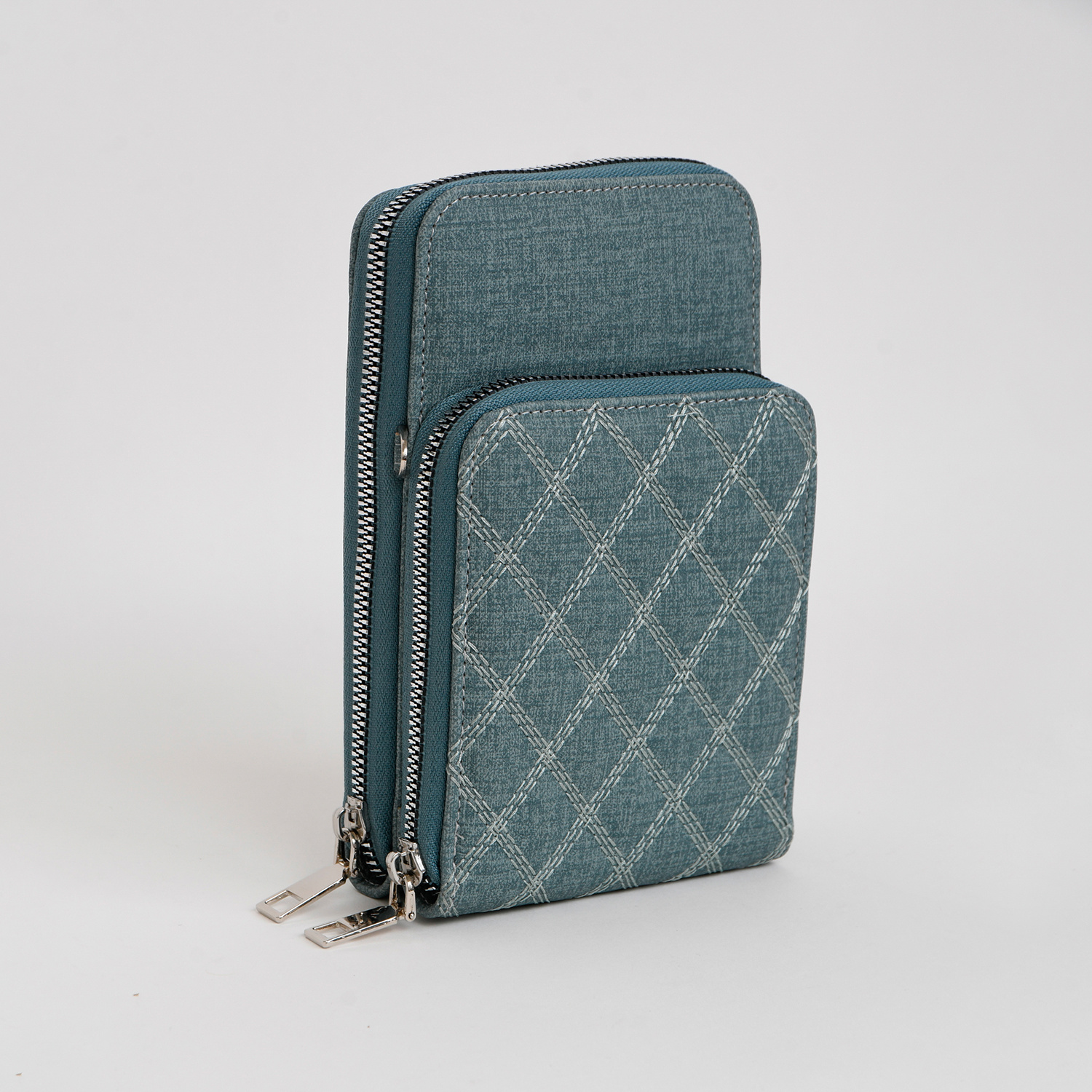 CARACOL CARACOL POCHETTE 2/1 MULTI COMPARTIMENTS GANSE AMOVIBLE POCHE CELL FAUX CUIR BLEU