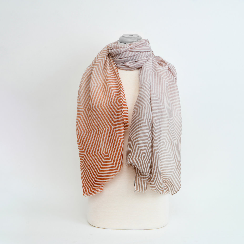 CARACOL CARACOL FOULARD LEGER RAYURES DEUX TONS TAUPE