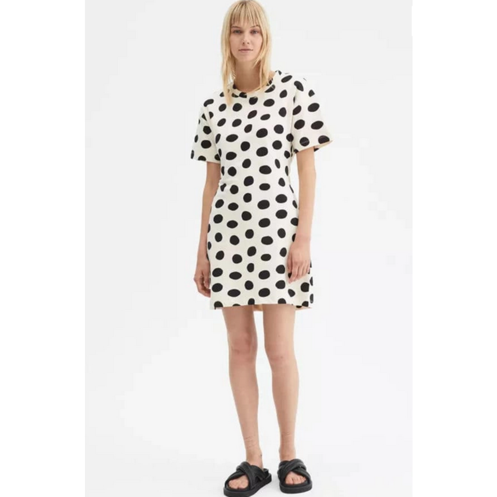 COMPANIA FANTASTICA COMPANIA FANTASTICA ROBE T SHIRT A POIS CREME/NOIR