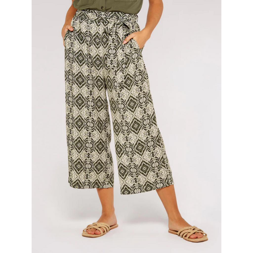 APRICOT APRICOT PANTALON PALAZZO GEO TRIBAL KAKI