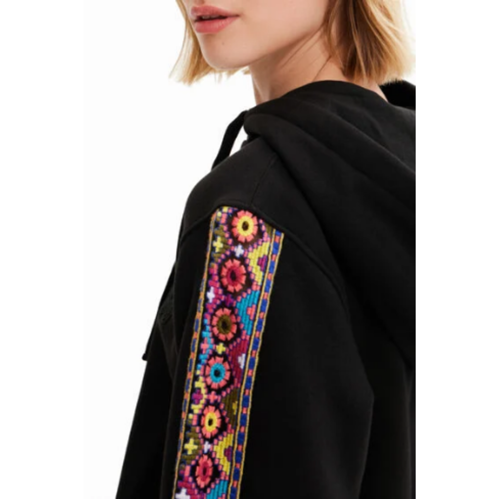 DESIGUAL DESIGUAL CHANDAIL A CAPUCHON BRODERIE ETHNIQUE