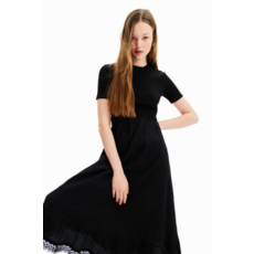 DESIGUAL DESIGUAL ROBE MIDI COMBINEE TEXTUREE NOIR