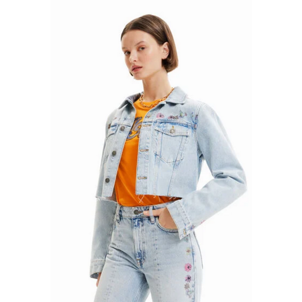 DESIGUAL DESIGUAL SOHO VESTE COURTE EN JEANS FLEURS