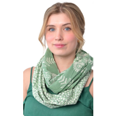 BALUCHON BALUCHON FOULARD INFINI MOITIE MOITIE BRODERIES ET FLEURS VERT