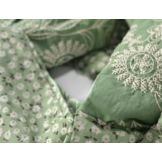 BALUCHON BALUCHON FOULARD INFINI MOITIE MOITIE BRODERIES ET FLEURS VERT