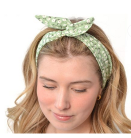 BALUCHON BALUCHON BANDEAUX TWIST TIGE MINI FLEUR VERT