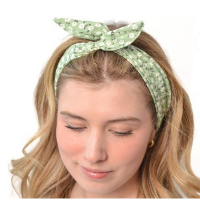 BALUCHON BANDEAUX TWIST TIGE MINI FLEUR VERT