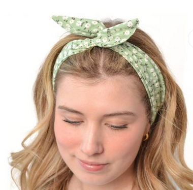 BALUCHON BANDEAUX TWIST TIGE MINI FLEUR VERT