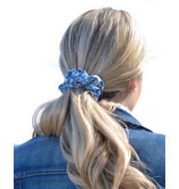 BALUCHON CHOUCHOU ELASTIQUE MINI FLEURS BLEU