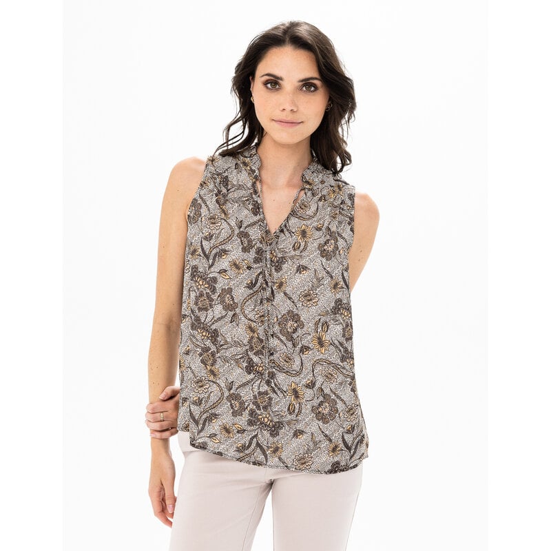 RENUAR RENUAR BLOUSE SANS MANCHE COMBO CHOCOLAT