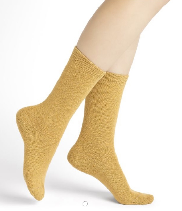BLEU FORÊT BLEU FORET CHAUSSETTE CACHEMIRE UNIE JAUNE