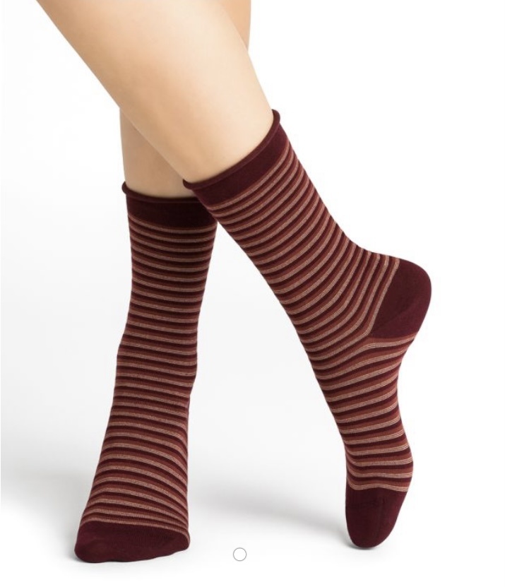 BLEU FORÊT BLEU FORET CHAUSSETTE LAINE FINE RAYURES CHIANTI