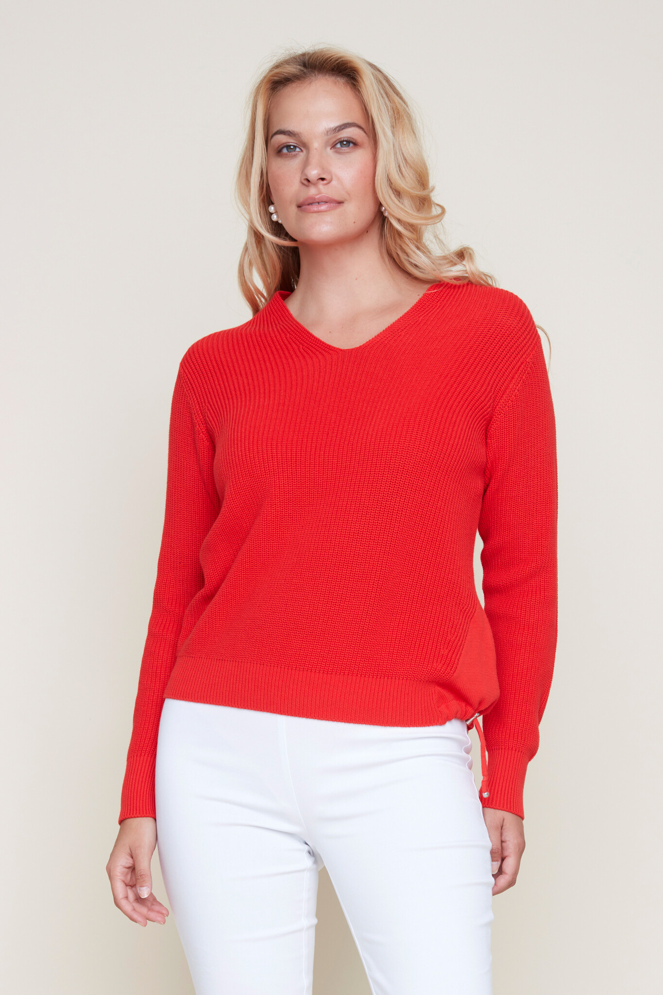 RENUAR RENUAR TRICOT PRINTEMPS COL V ROUGE - Boutique Nomade