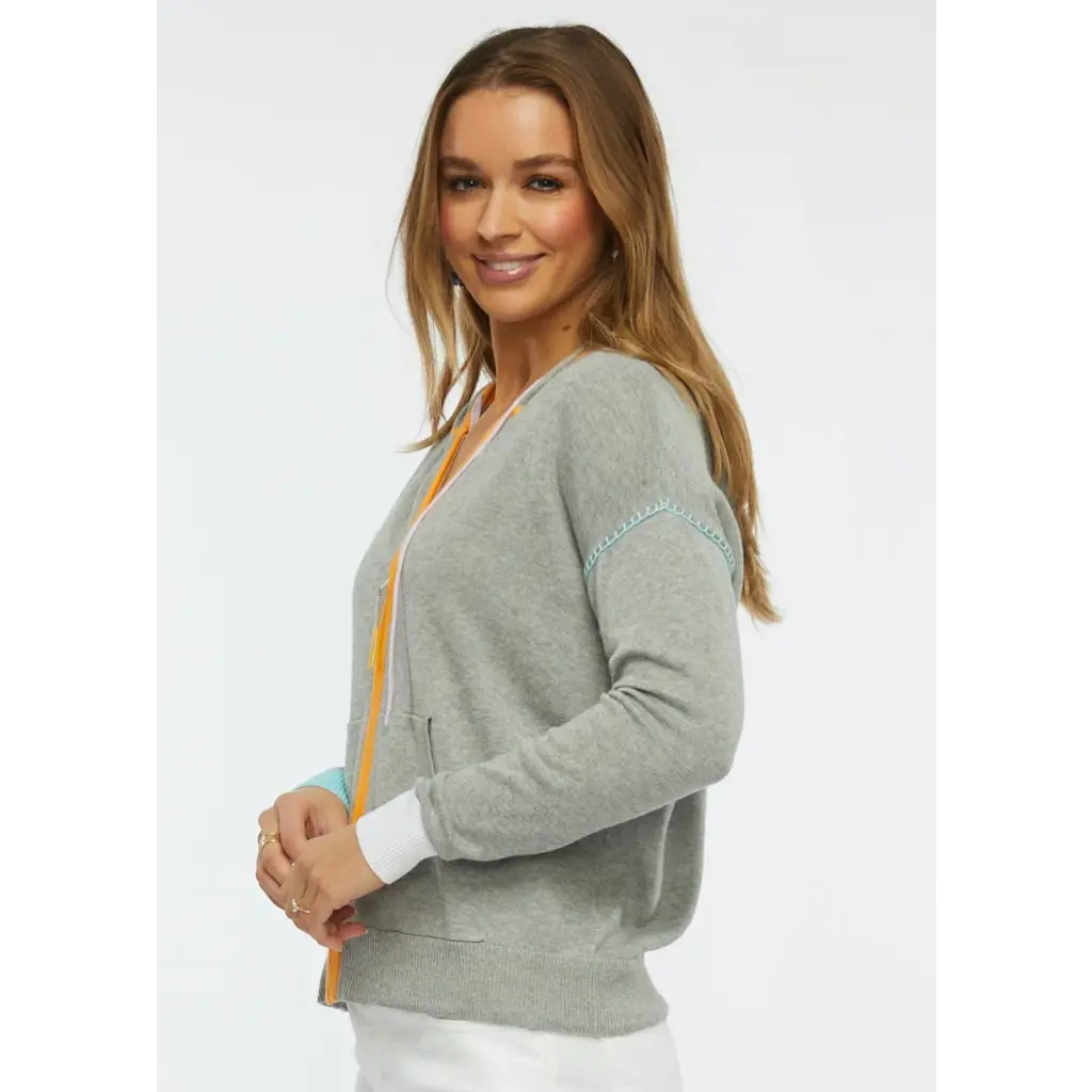 ZAKET AND PLOVER ZAKET AND PLOVER HAPPY HOODIE MARL/GRIS