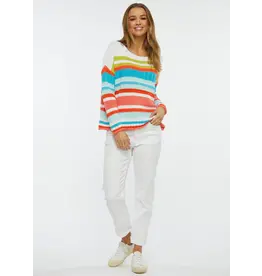 ZAKET AND PLOVER ZAKET AND PLOVER CHUNKY COTTON SWEATER WHITE/MULTI