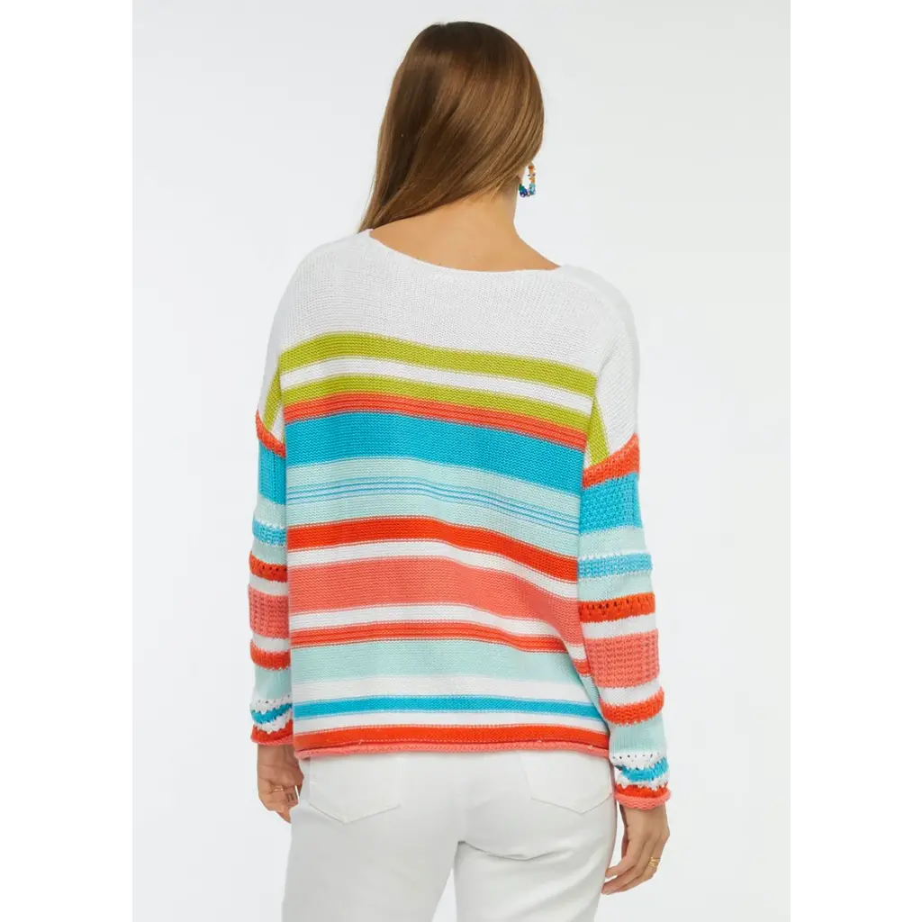 ZAKET AND PLOVER ZAKET AND PLOVER CHUNKY COTTON SWEATER WHITE/MULTI