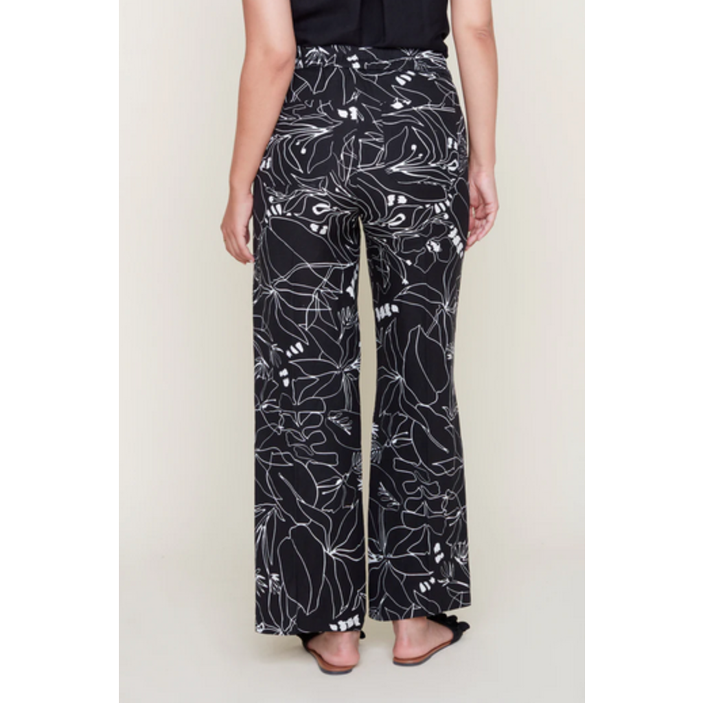 RENUAR RENUAR PANTALON LIN VISCOSE MOTIFS COMBO NOIR