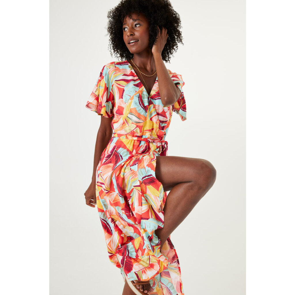 GARCIA GARCIA ROBE MIDI MOTIFS PAPAYA PUNCH