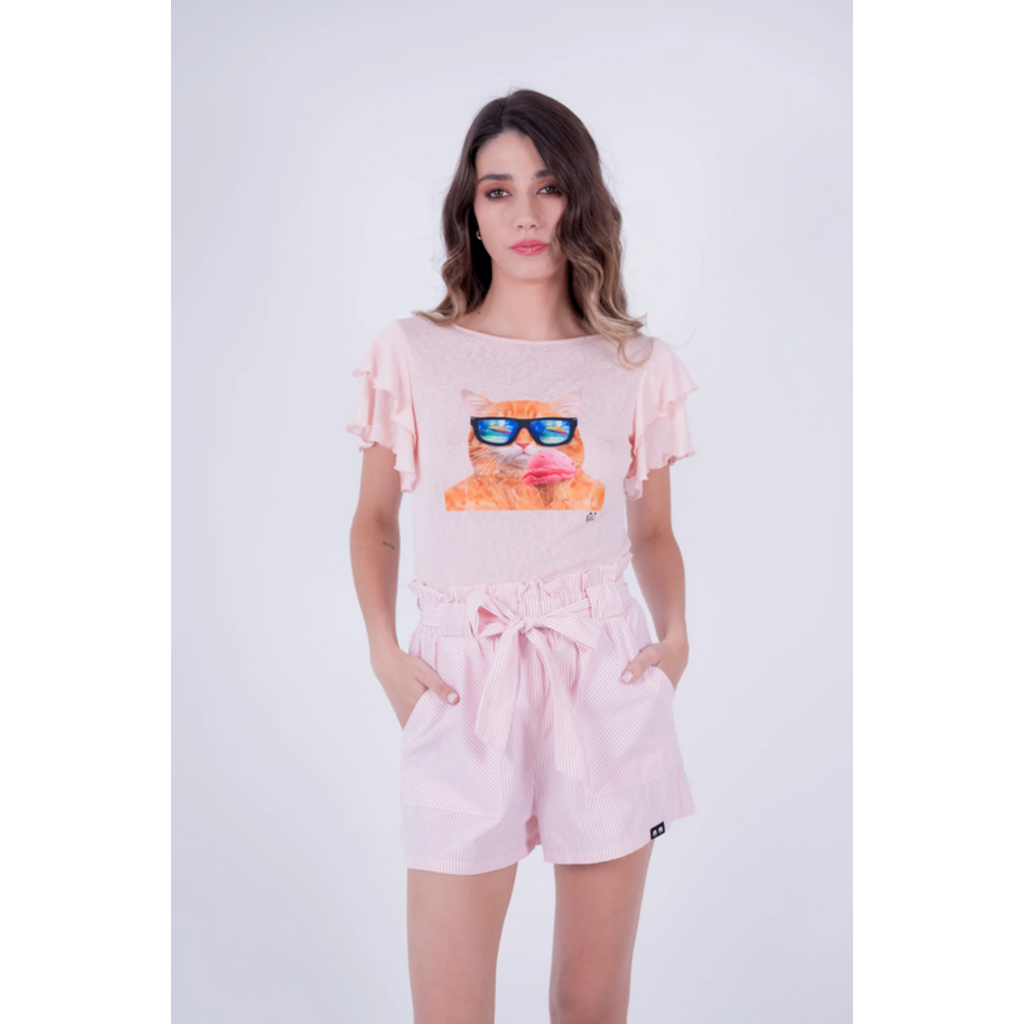 LYLU T SHIRT CHAT ROSE SAUMON