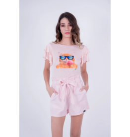 LYLU T SHIRT CHAT ROSE SAUMON
