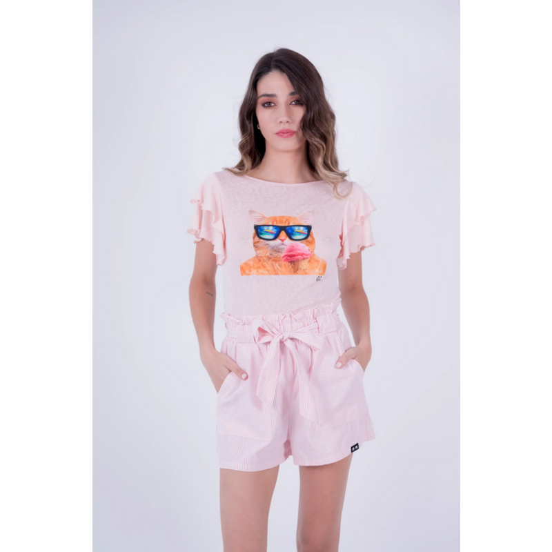 LYLU T SHIRT CHAT ROSE SAUMON