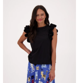 SPANNER SPANNER HAUT RUFFLE SLEEVE NOIR