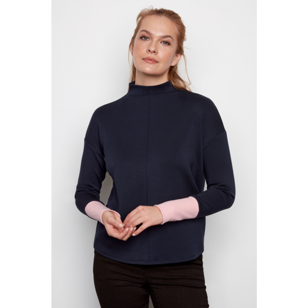 I LOVE TYLER MADISON TYLER MADISON TURTLE NECK LONG SLEEVE NAVY