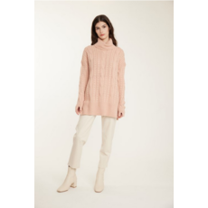 PISTACHE PISTACHE PULL LONG CABLEKNIT TURTLENECK PINK