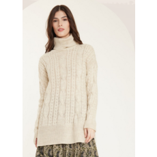 PISTACHE PISTACHE PULL LONG CABLEKNIT TURTLENECK BEIGE