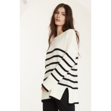 PISTACHE PISTACHE STRIPE SWEATER WHITE/BLACK