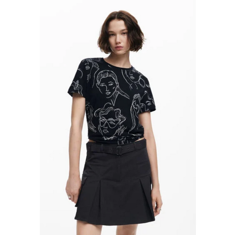 DESIGUAL DESIGUAL T SHIRT CARAS NOIR