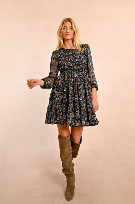 MOLLY BRACKEN N263CN ROBE BLACK CLAIRE