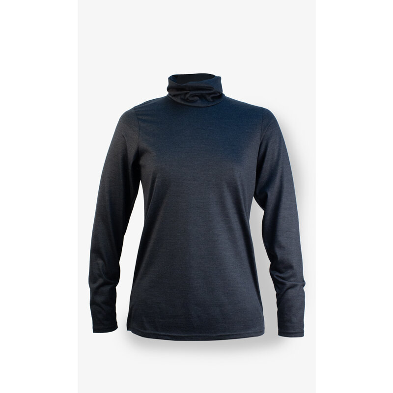 BONNETIER BONNETIER COL ROULE MERINO NOIR CHINE