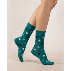 BLEU FORÊT BLEU FORET CHAUSSETTE POIS MALACHITE/ENCRE