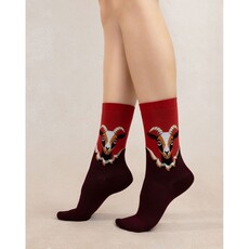 BLEU FORÊT BLEU FORET CHAUSSETTE CHEVRE BORDEAUX