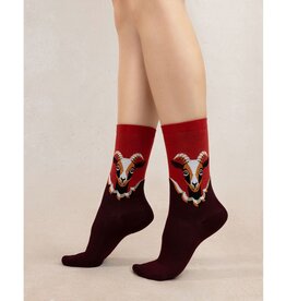 BLEU FORÊT BLEU FORET CHAUSSETTE CHEVRE BORDEAUX