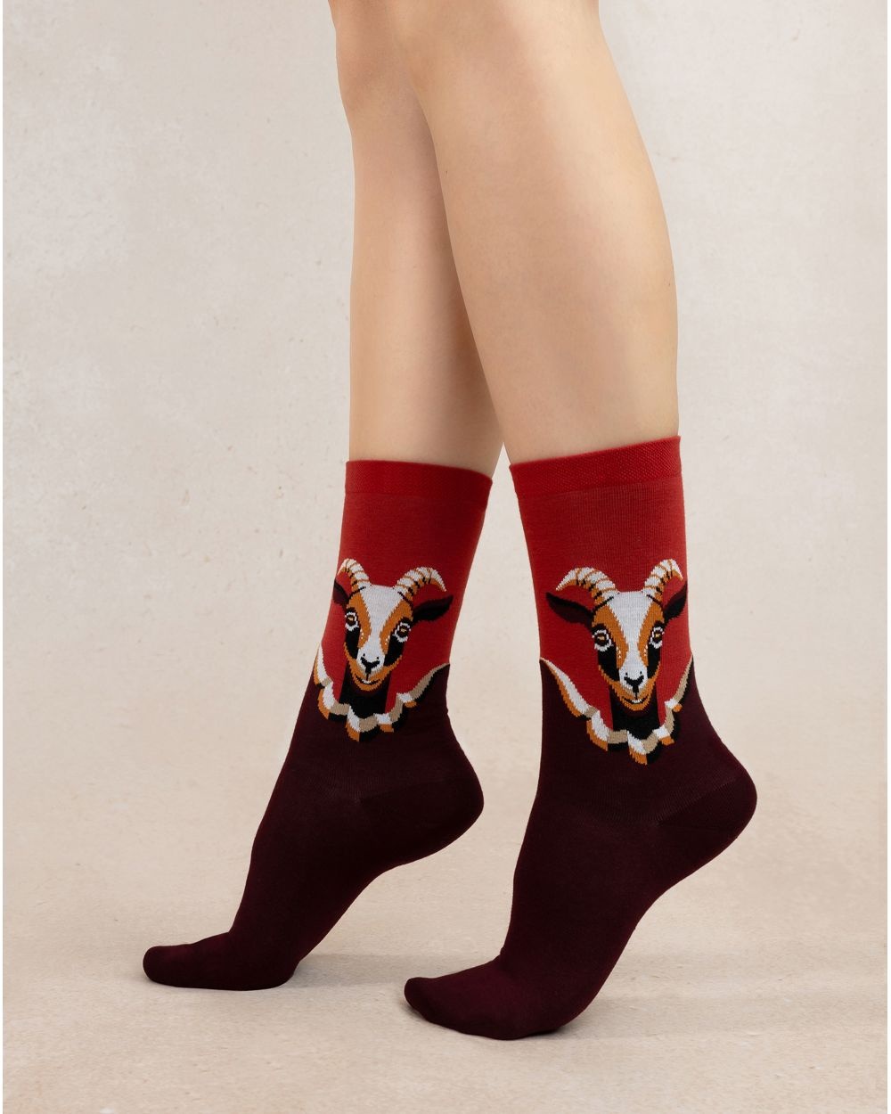 BLEU FORET CHAUSSETTE CHEVRE BORDEAUX