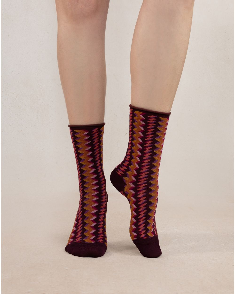 BLEU FORET CHAUSSETTE ZIGZAG PRUNE