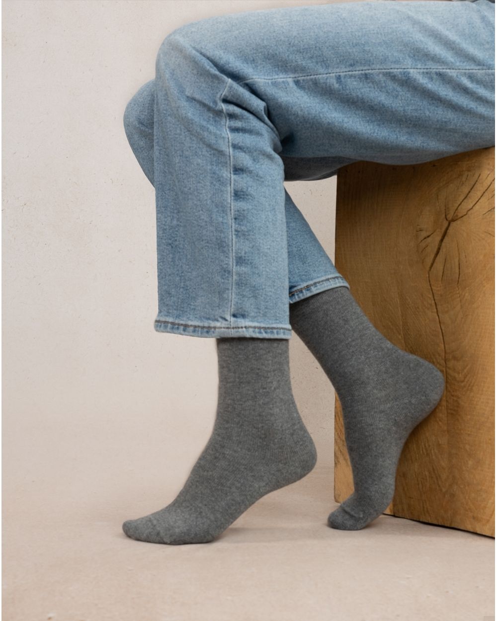 BLEU FORET CHAUSSETTES CACHEMIRE UNIES GRIS FLANELLE