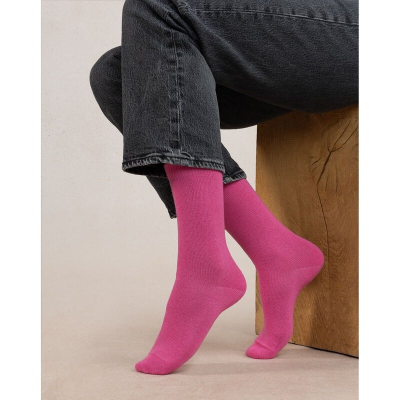 BLEU FORÊT BLEU FORET CHAUSSETTES CACHEMIRE UNIES ROSA
