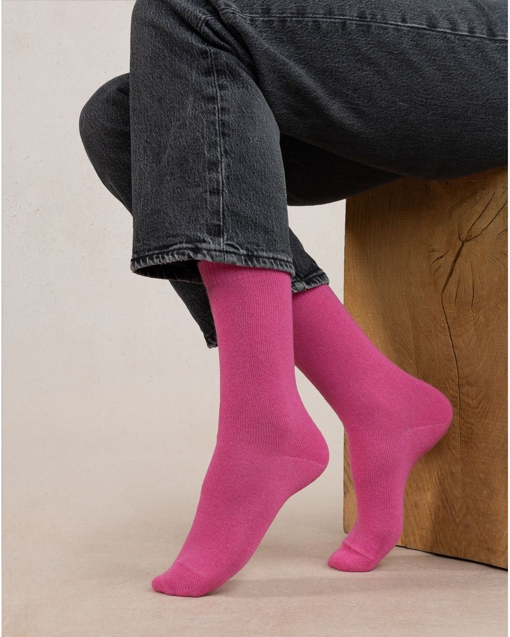 BLEU FORET CHAUSSETTES CACHEMIRE UNIES ROSA