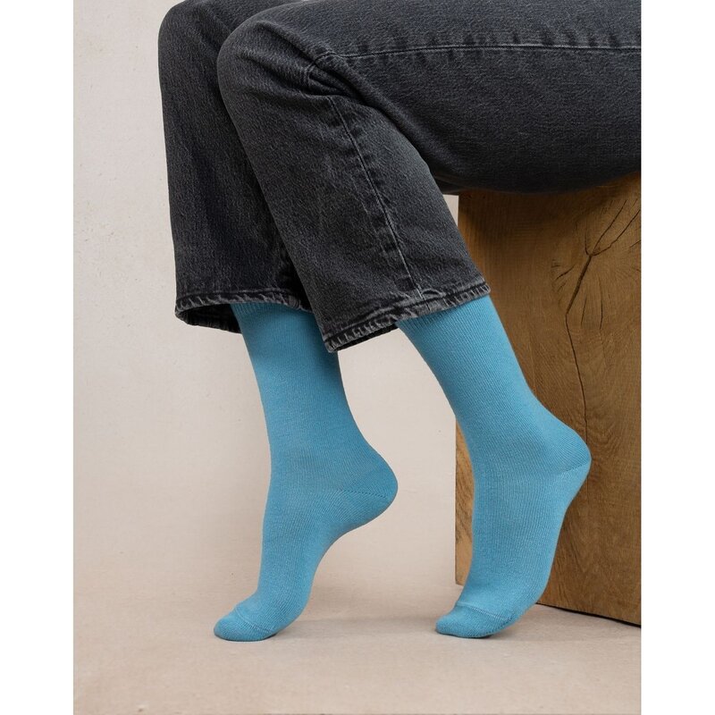 BLEU FORÊT BLEU FORET CHAUSSETTES CACHEMIRE UNIES BLEU GLACE