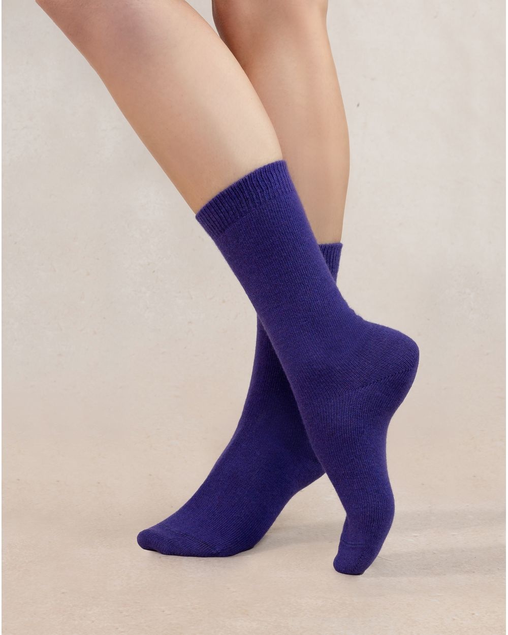 BLEU FORET CHAUSSETTES CACHEMIRE UNIES VIOLET