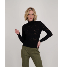 GABBY ISABELLA GABBY ISABELLA 524518 MOCK NECT POINTELLE KNIT SWEATER NOIR