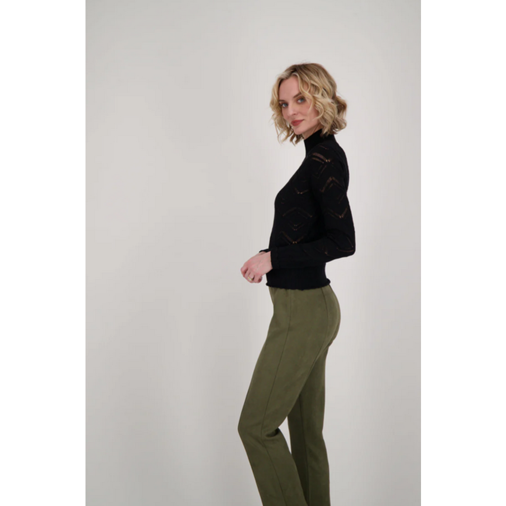 GABBY ISABELLA GABBY ISABELLA 524518 MOCK NECT POINTELLE KNIT SWEATER NOIR