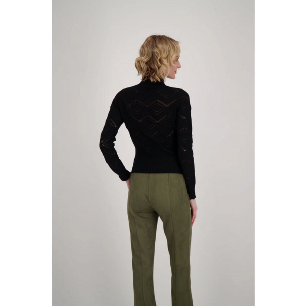 GABBY ISABELLA GABBY ISABELLA 524518 MOCK NECT POINTELLE KNIT SWEATER NOIR