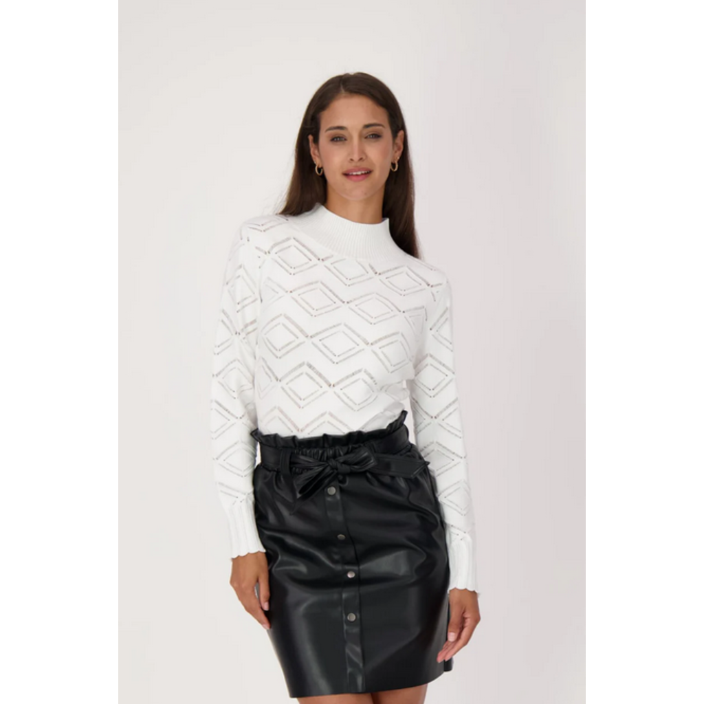 GABBY ISABELLA GABBY ISABELLA 524518 MOCK NECT POINTELLE KNIT SWEATER BLANC