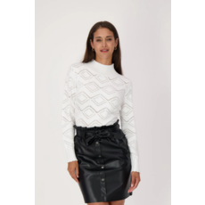 GABBY ISABELLA GABBY ISABELLA 524518 MOCK NECT POINTELLE KNIT SWEATER BLANC